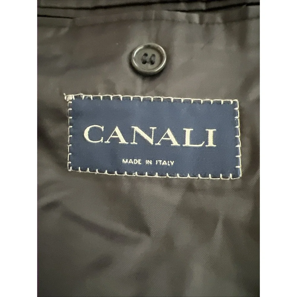 Canali 100% Wool 3 Button Blazer Sports Coat‎ 44R (54 EU) Dark Gray Glen Plaid